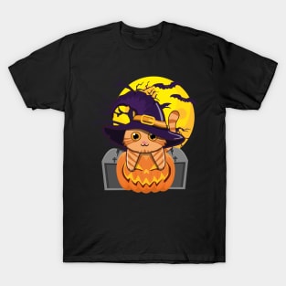 The Witch Cat Sitting On Spooky Pumpkin T-Shirt